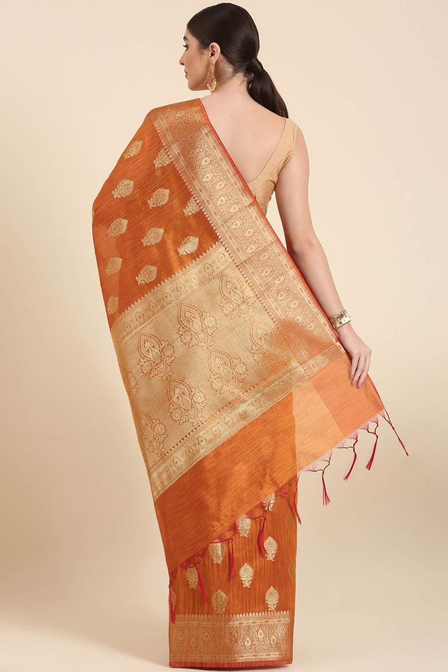 Yellow Silk Blend Indian Saree