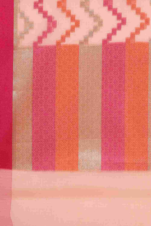 Peach Art Silk Block Saree