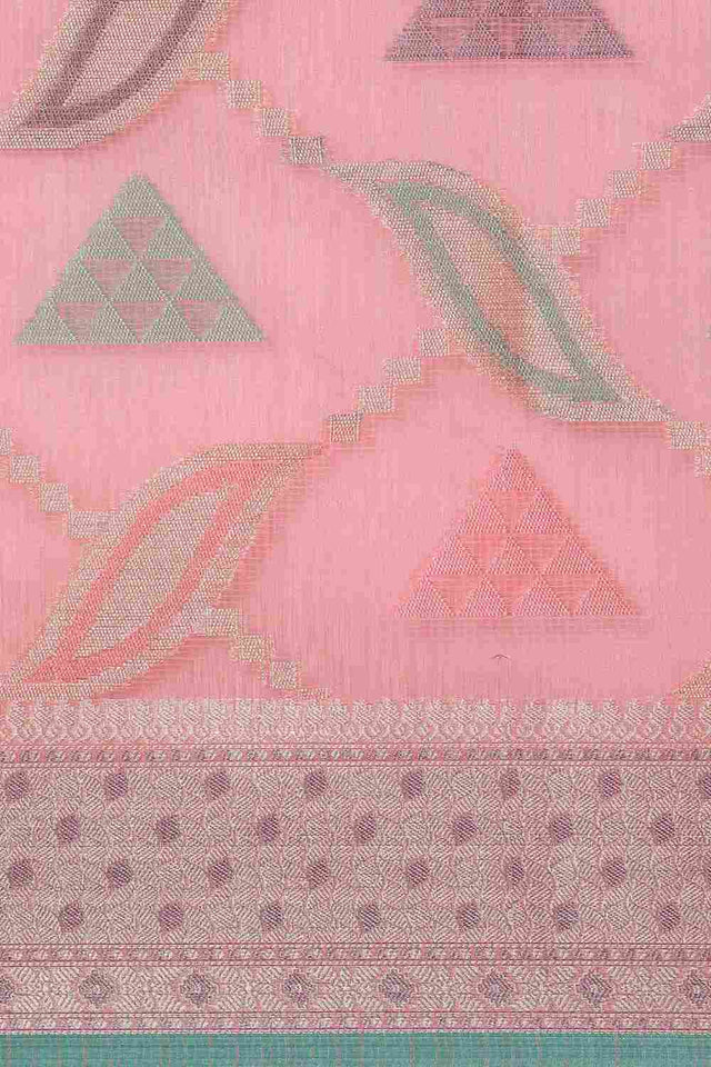 Peach Art Silk Block Saree