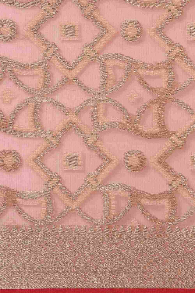 Peach Art Silk Block Saree