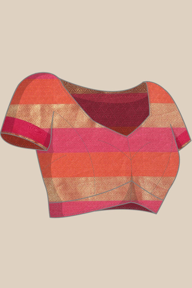 Pink Art Silk Block Saree