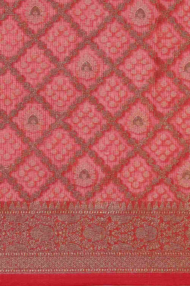 Red Art Silk Block Saree