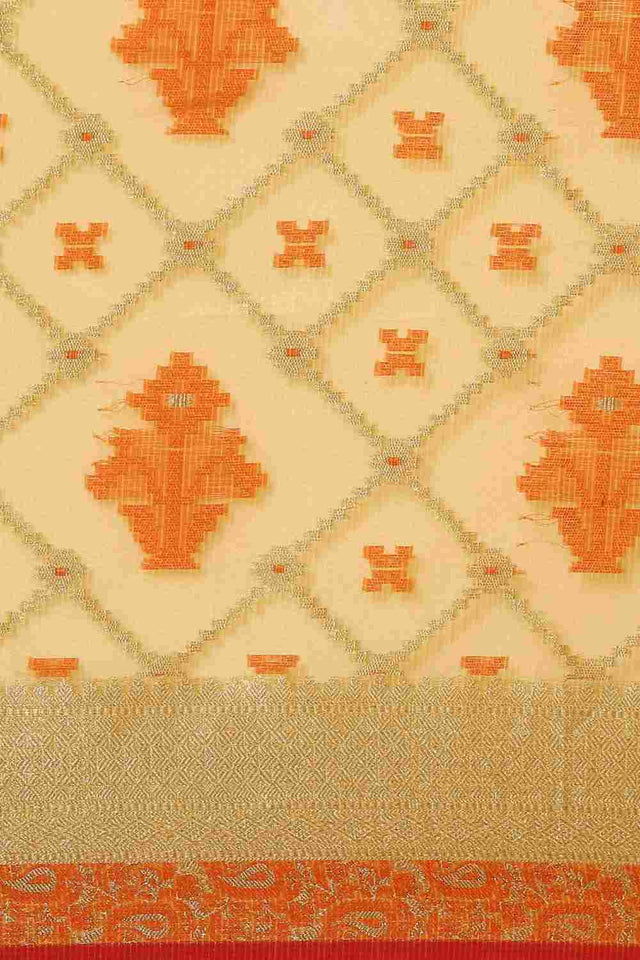 Yellow Art Silk Block Saree