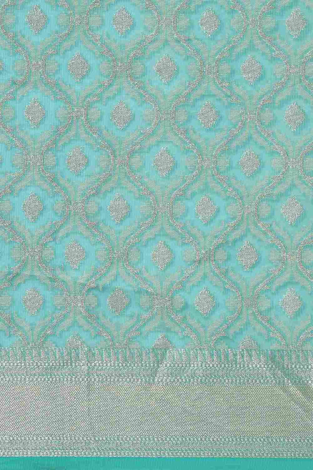 Blue Art Silk Block Saree