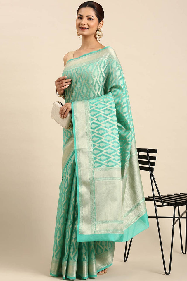 Green Art Silk Block Saree