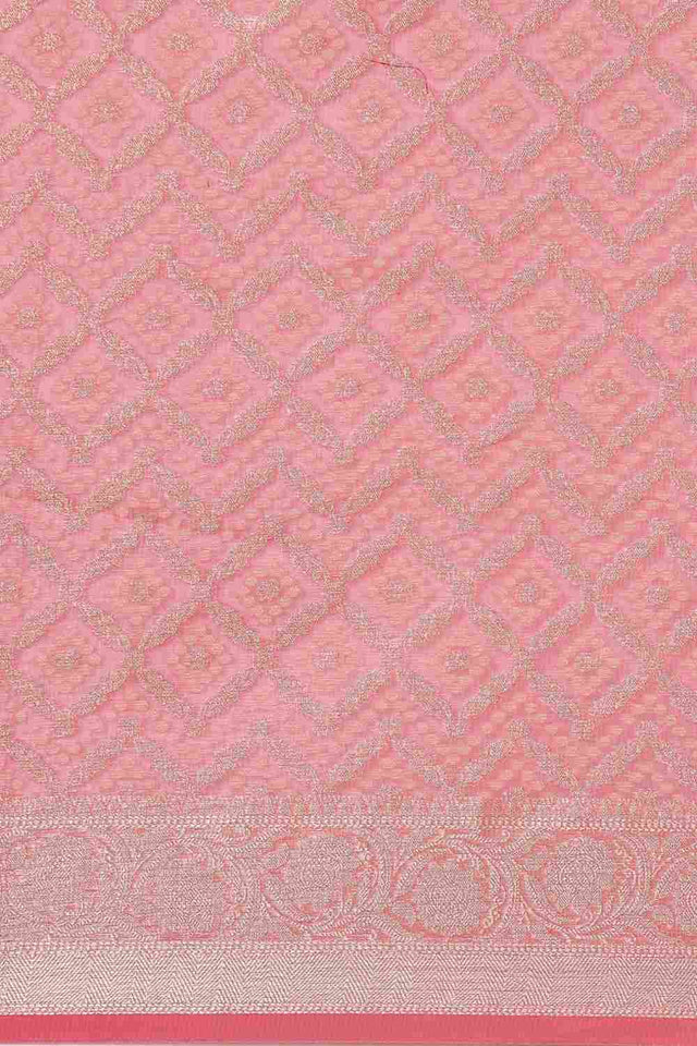 Pink Art Silk Block Saree