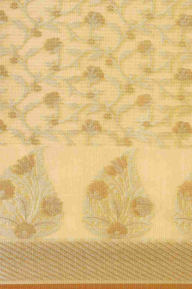 Yellow Art Silk Block Saree