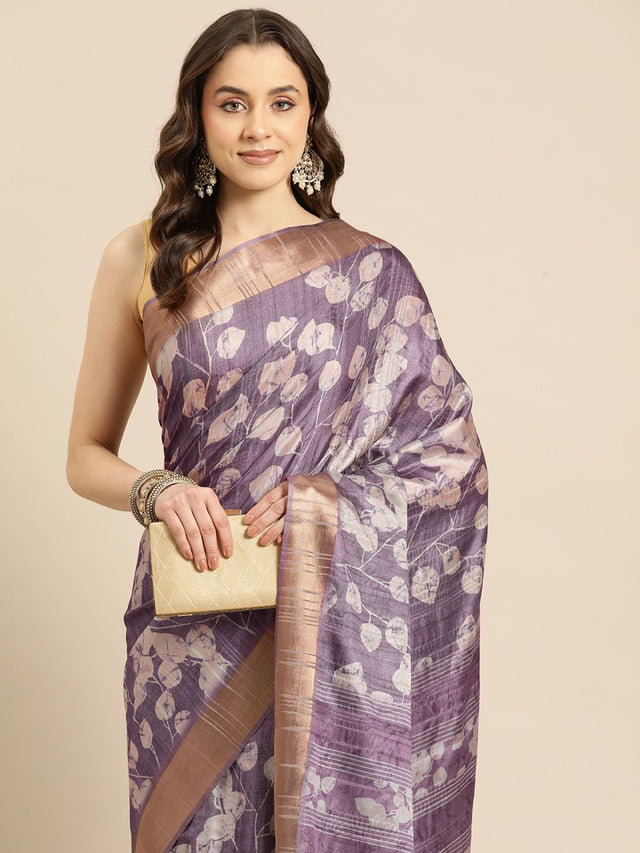 Lavender Soft Silk Digital Print Saree