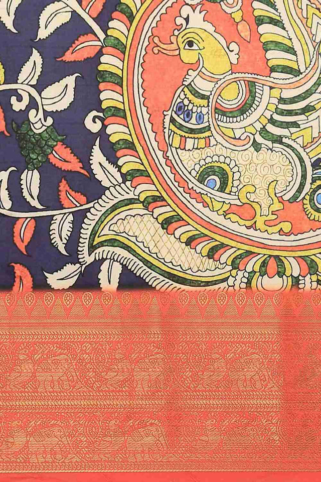 Navy Blue Zari Art Silk Saree