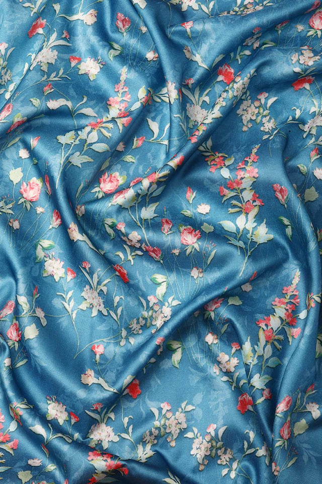 Navy Blue Silk Printed Saree