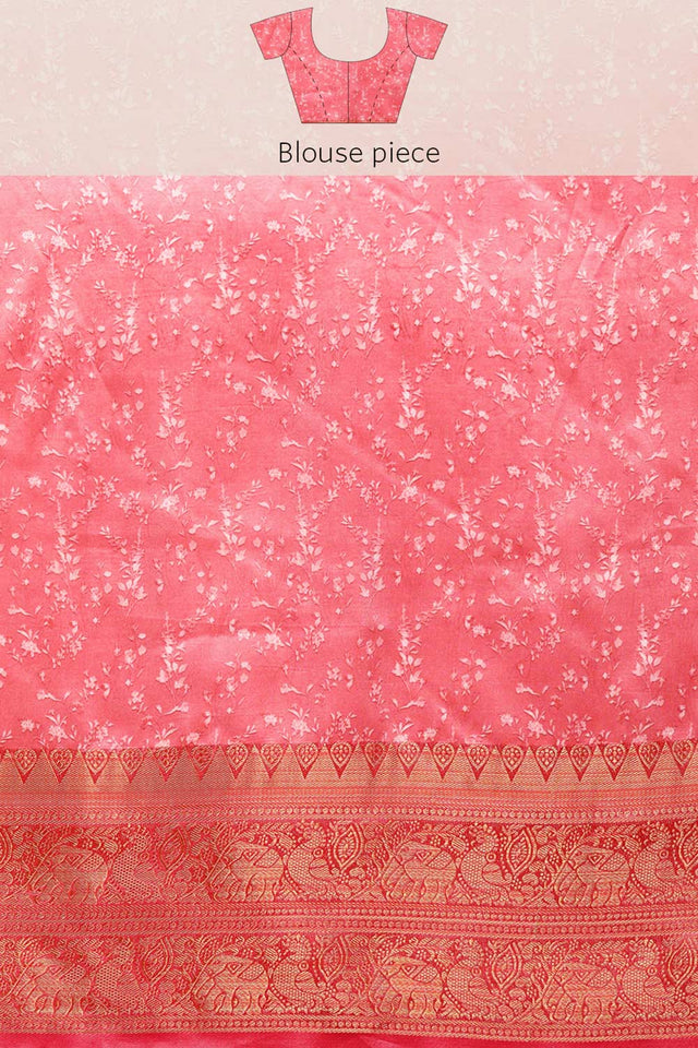 Navy Blue Silk Printed Saree