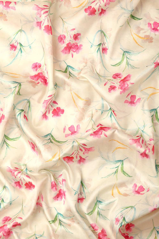 Beige Silk Printed Saree