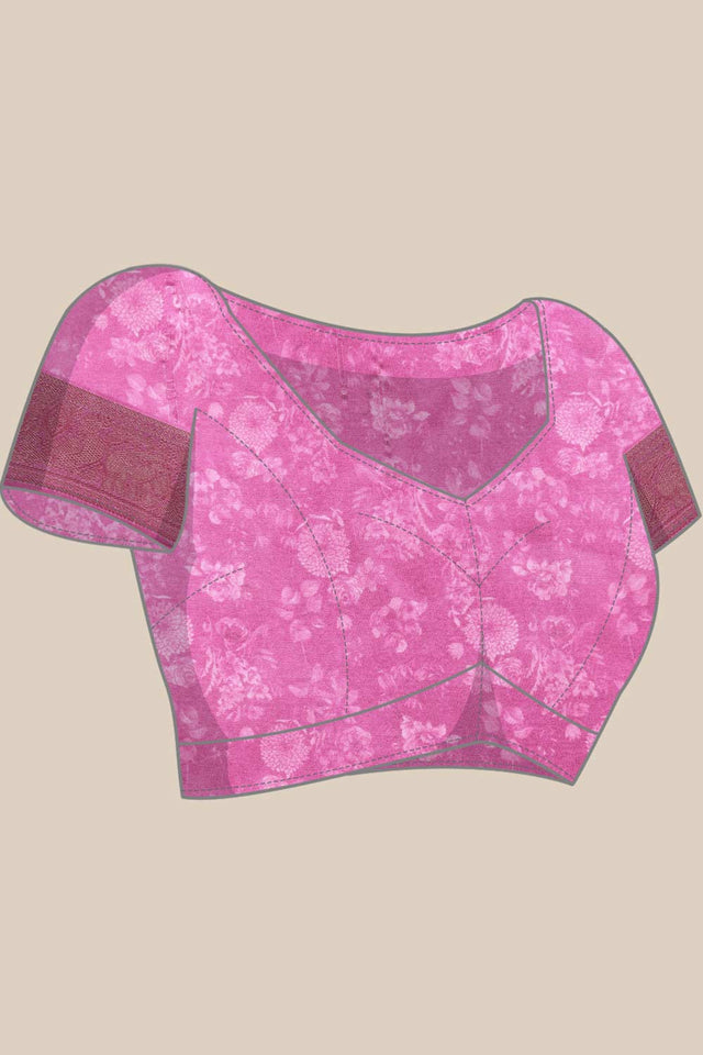 Off White Silk Printed Saree