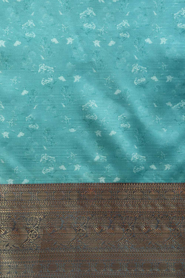 Grey Silk Printed Saree