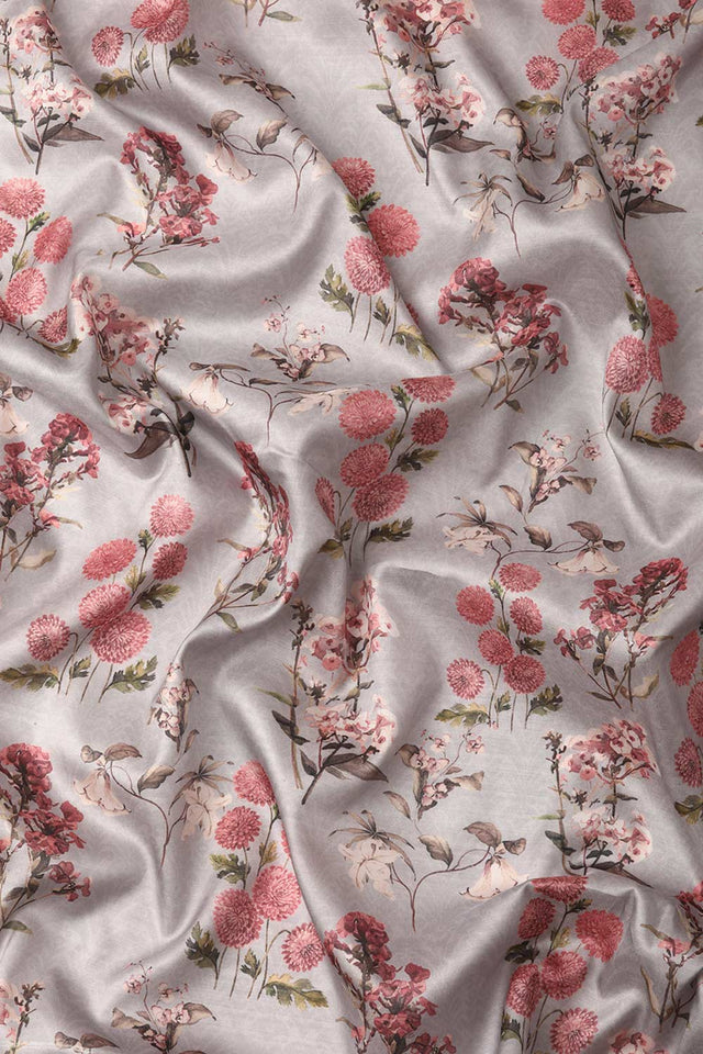 Grey Silk Printed Saree