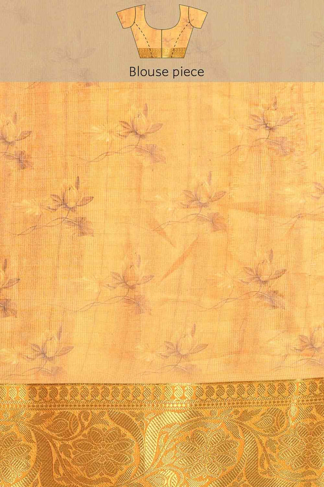 Teal Muga Silk Floral Saree