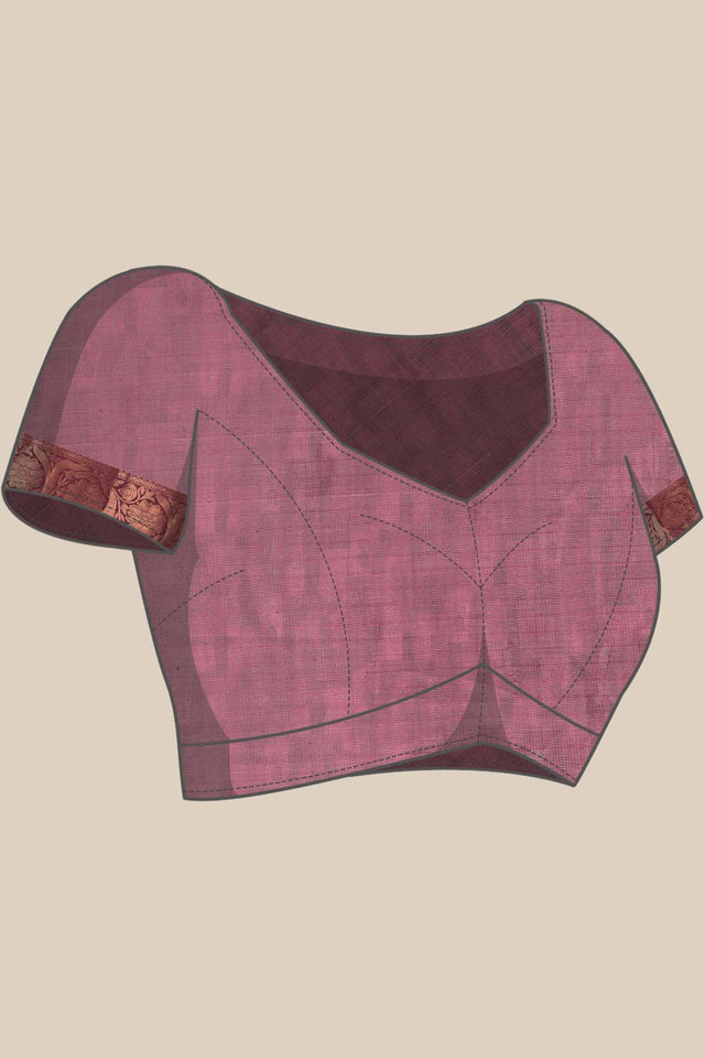 Beige Muga Silk Floral Saree