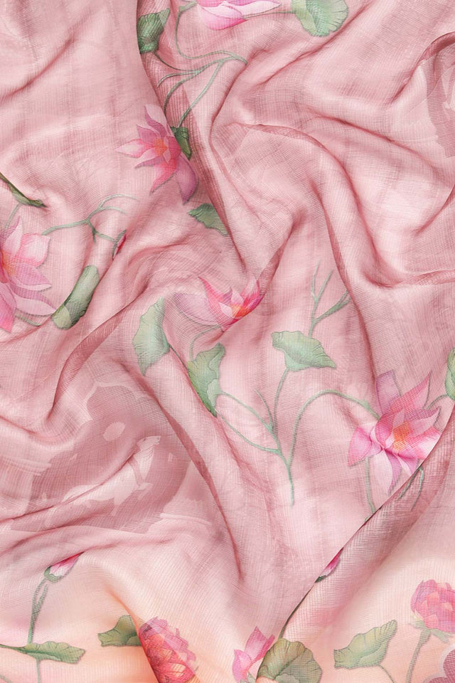 Beige Muga Silk Floral Saree