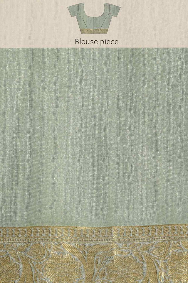 Beige Muga Silk Floral Saree