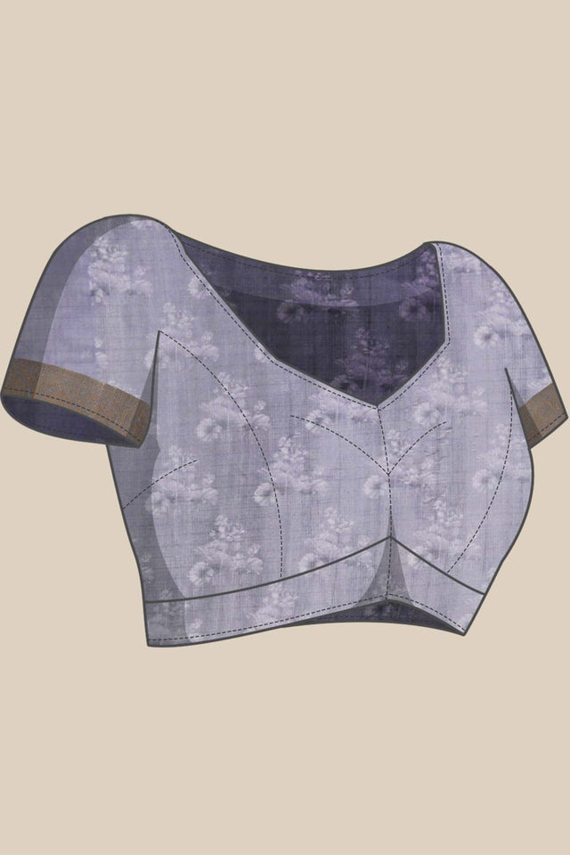 Cream Pichwai Muga Silk Digital Print Saree With Unstitched Blouse Piece