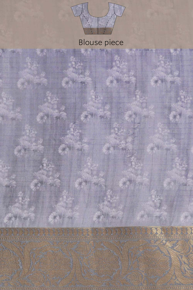 Cream Pichwai Muga Silk Digital Print Saree With Unstitched Blouse Piece