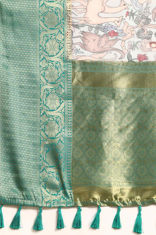 Grey Muga Silk Animal Print Saree