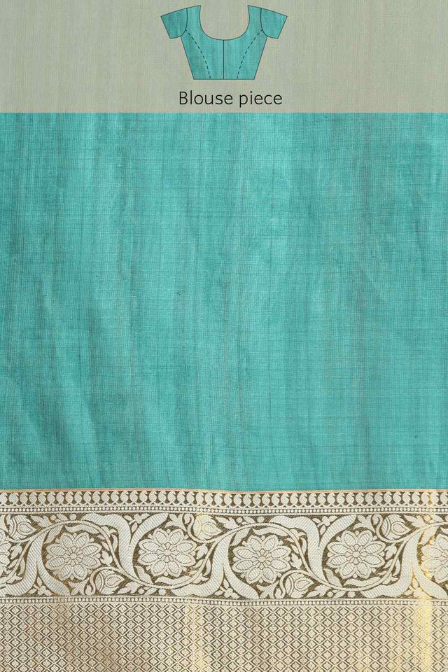 Grey Muga Silk Animal Print Saree