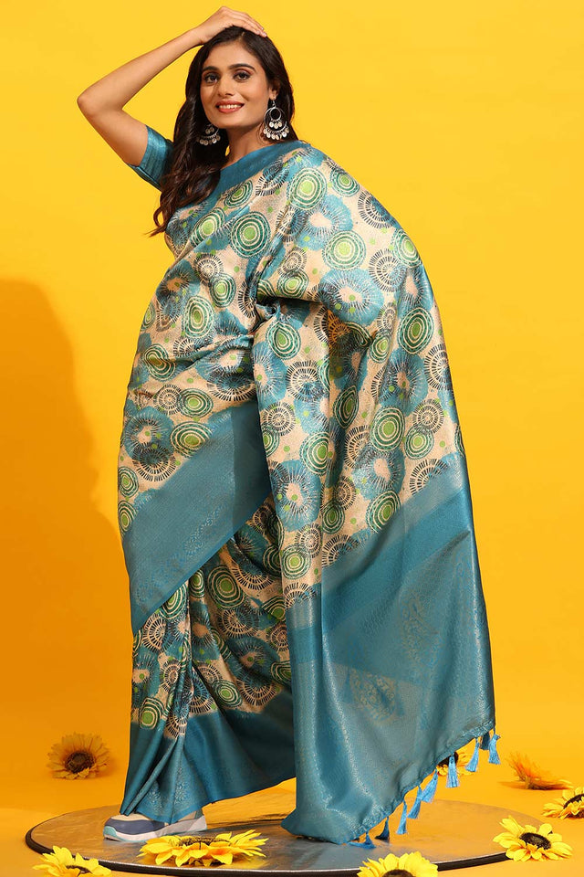 Kanchipuram Pattu Digital Print Silk Saree