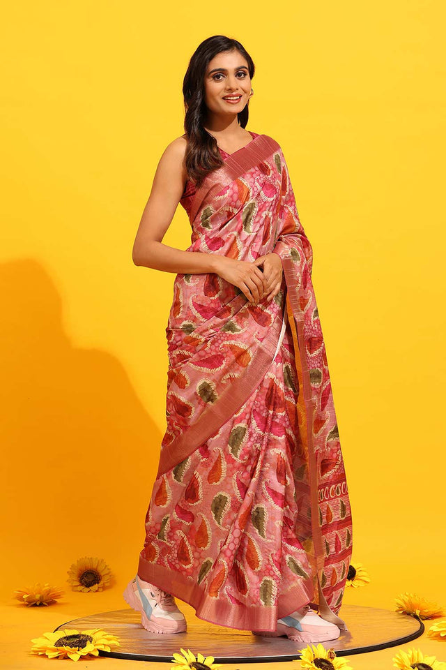 Banarasi Kota Silk Woven Saree With Unstitched Blouse Piece