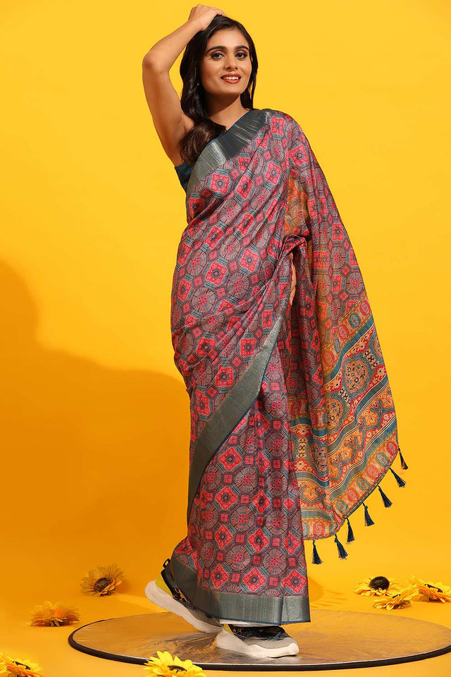 Banarasi Kota Silk Woven Saree With Unstitched Blouse Piece