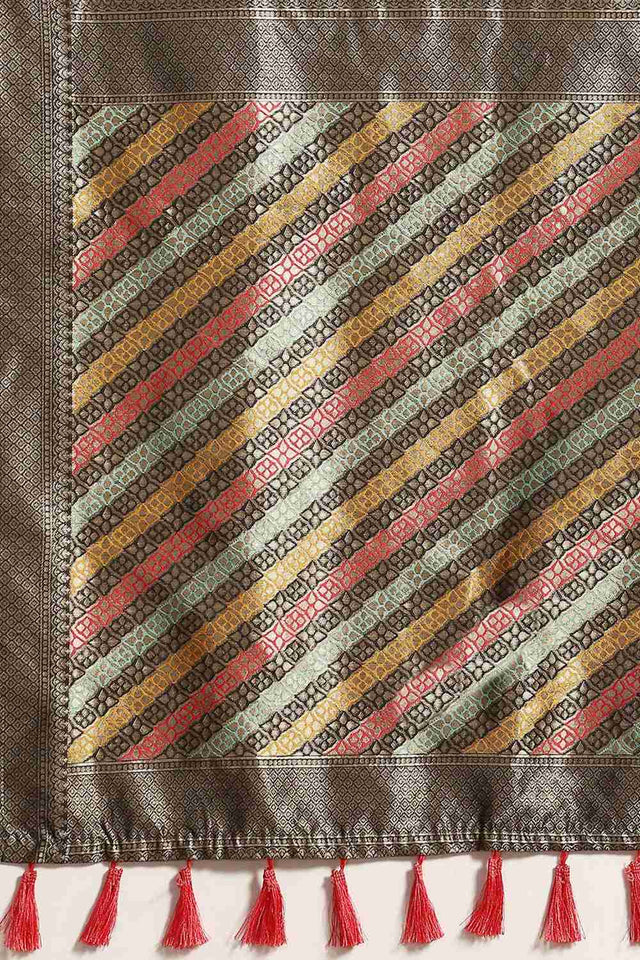 Black Embroidered Cotton Blend Saree