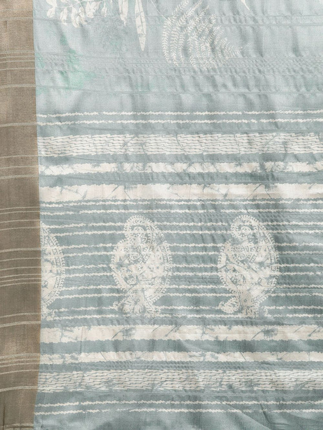 Grey Soft Silk Digital Print Saree (SZ-FLORA-GY-1980)