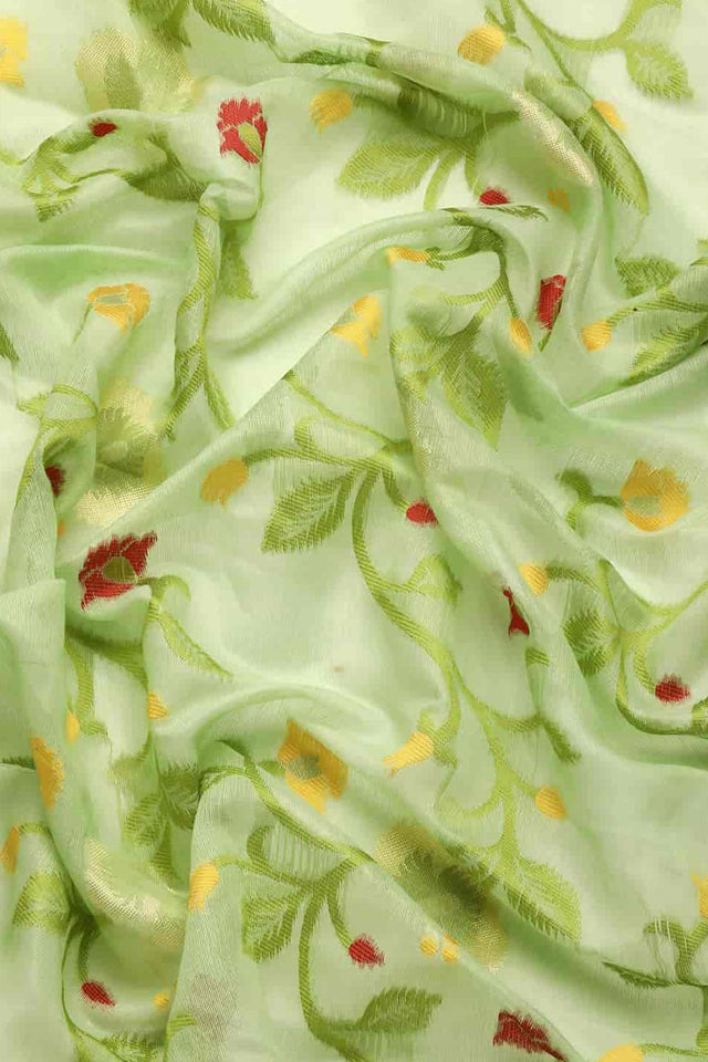 Green Cotton Woven Design Saree