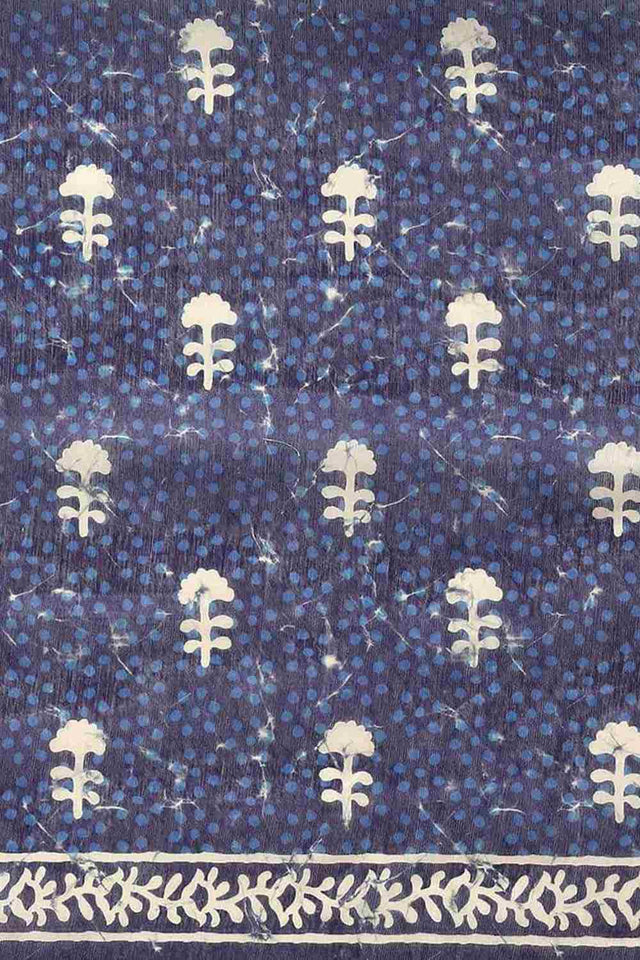 Buy Blue Cotton Block Printed Handloom Saree Saree Online