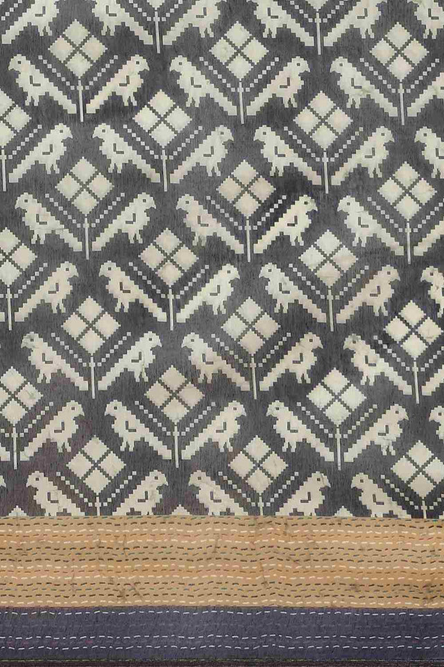 Buy Black Cotton Block Printed Handloom Saree Saree Online