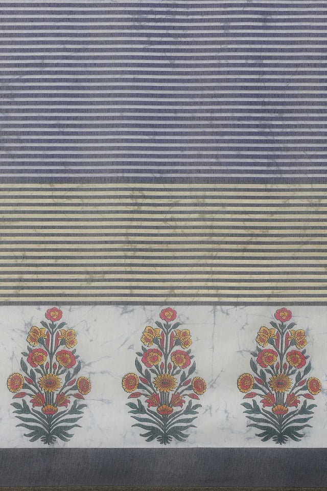 Buy Blue Cotton Block Printed Handloom Saree Saree Online