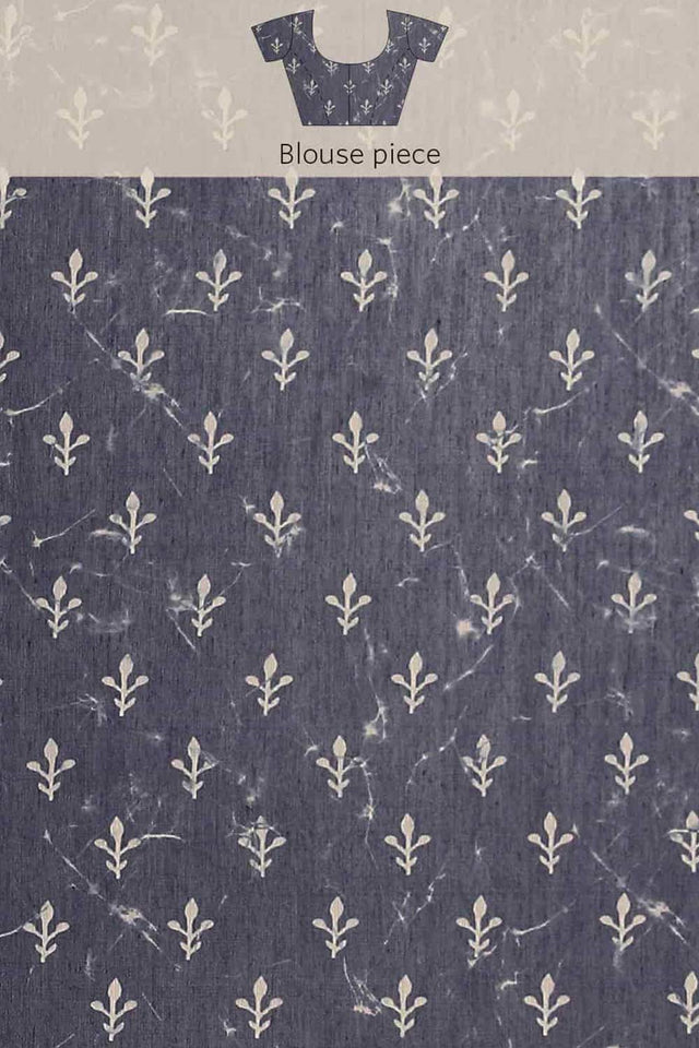 Buy Black Cotton Block Printed Handloom Saree Saree Online