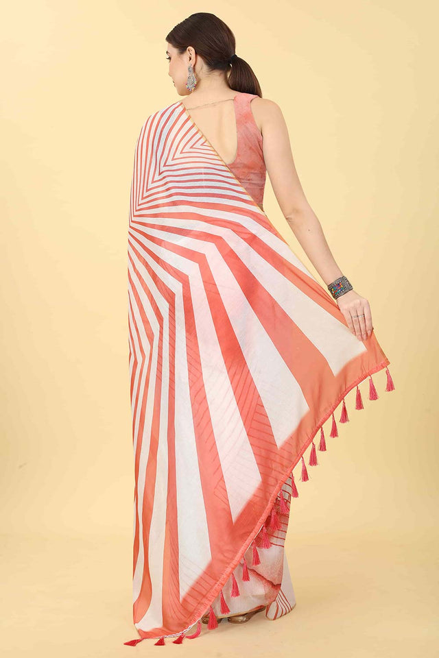 Red Zari Cotton Blend Saree