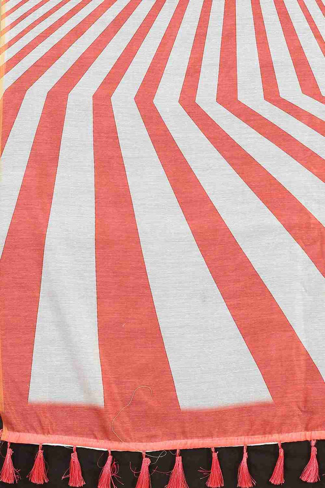 Red Zari Cotton Blend Saree