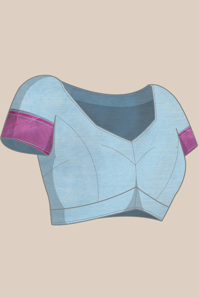 Blue Cotton Woven Saree