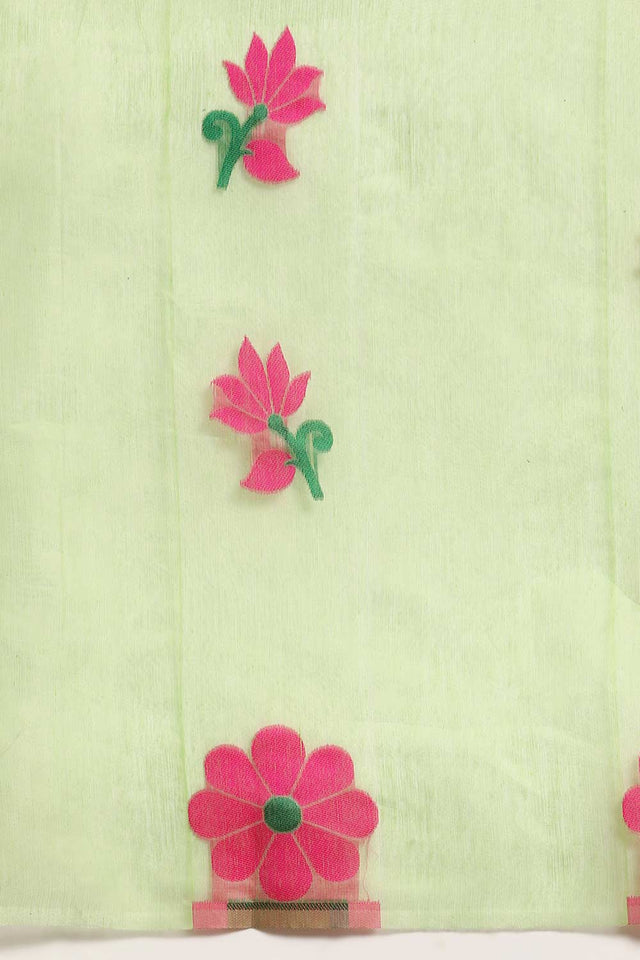 Green Cotton Woven Saree