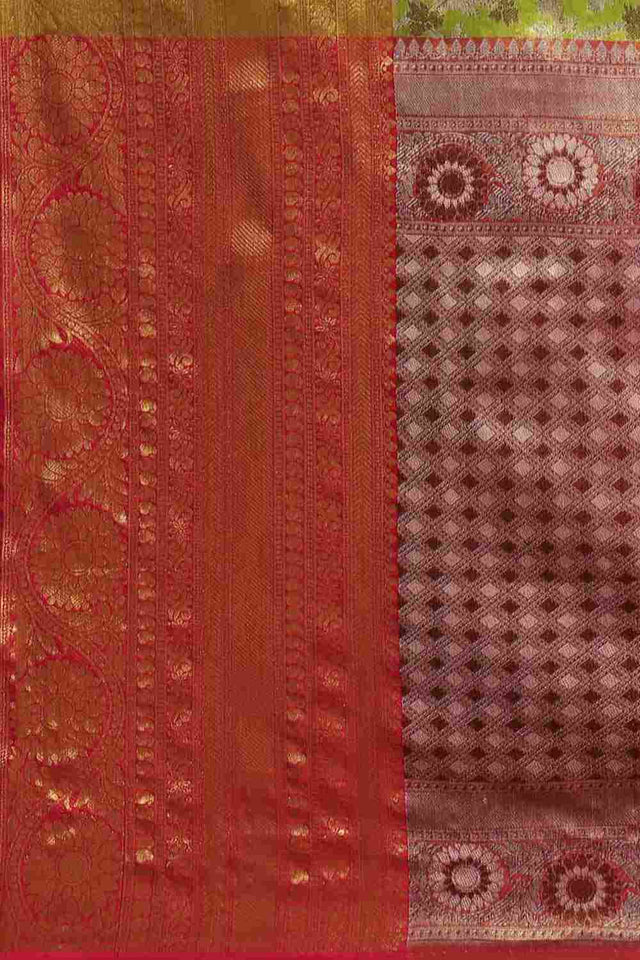 Buy Parrot Green Art Silk brocade Saree Online