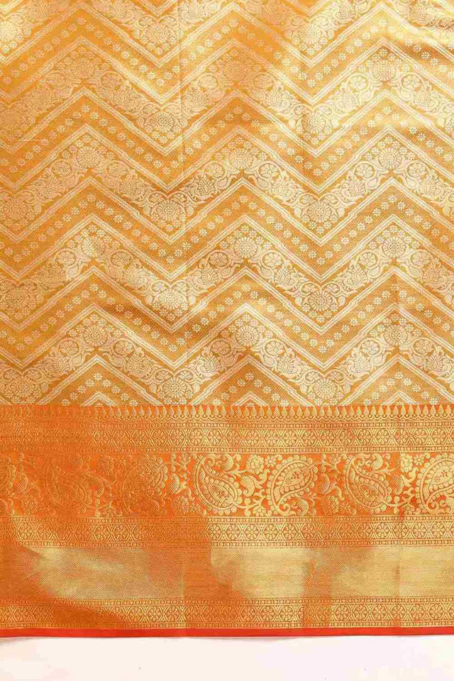 Yellow Brocade Woven Design Saree