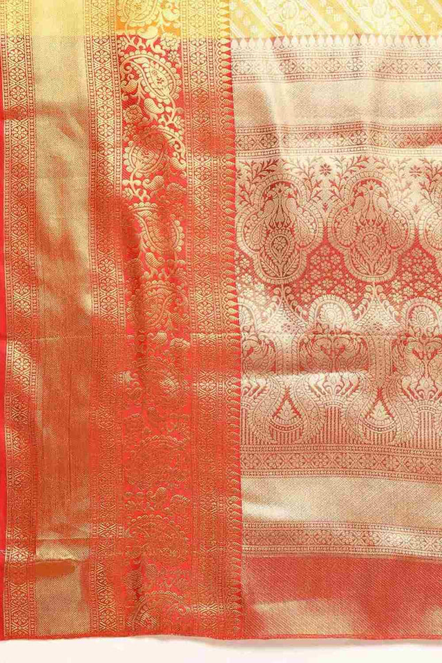 Yellow Brocade Woven Design Saree