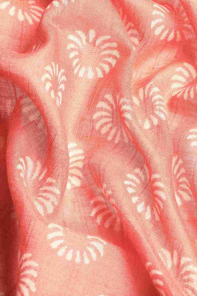 Peach Cotton Indian Saree