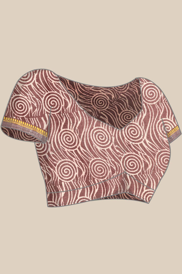 Peach Cotton Indian Saree