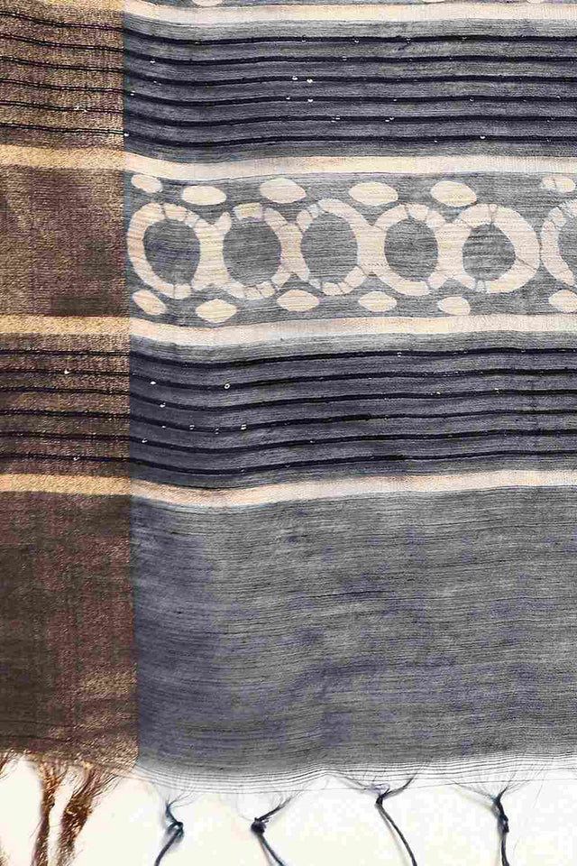 Grey Art Silk Floral Saree