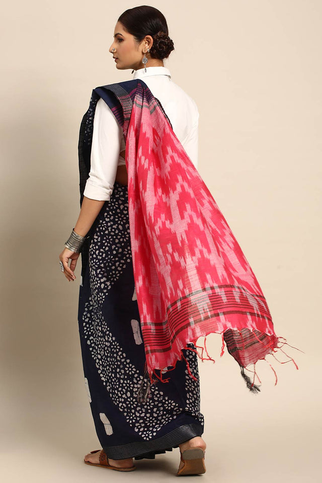 Blue Cotton Indian Saree