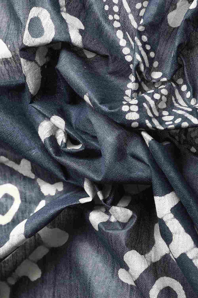 Grey Cotton Block Saree