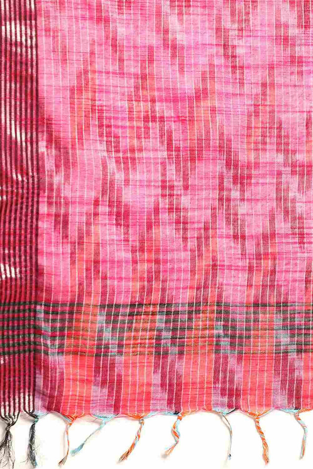 Orange Cotton Block Saree